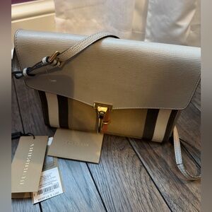Burberry Elegant Gray and Tan Crossbody Bag